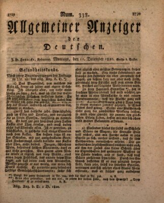 Allgemeiner Anzeiger der Deutschen Montag 11. Dezember 1820