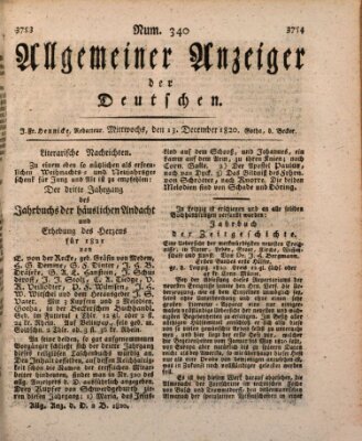 Allgemeiner Anzeiger der Deutschen Mittwoch 13. Dezember 1820