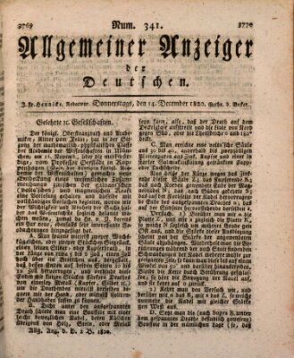 Allgemeiner Anzeiger der Deutschen Donnerstag 14. Dezember 1820