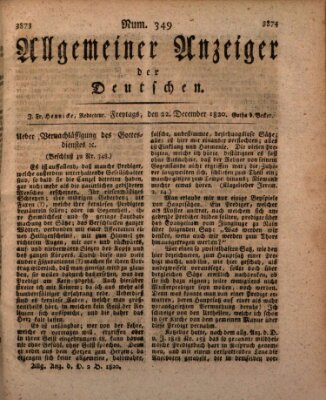 Allgemeiner Anzeiger der Deutschen Freitag 22. Dezember 1820