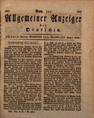 Allgemeiner Anzeiger der Deutschen Samstag 23. Dezember 1820