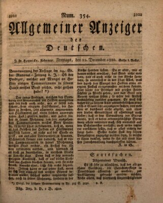 Allgemeiner Anzeiger der Deutschen Freitag 29. Dezember 1820