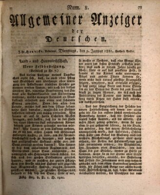 Allgemeiner Anzeiger der Deutschen Dienstag 9. Januar 1821