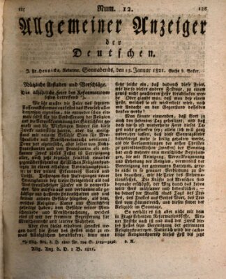 Allgemeiner Anzeiger der Deutschen Samstag 13. Januar 1821