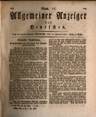 Allgemeiner Anzeiger der Deutschen Mittwoch 17. Januar 1821