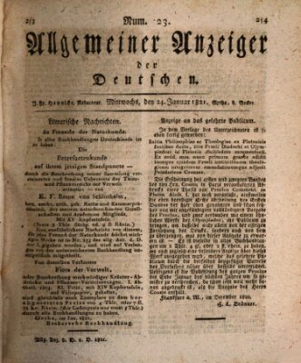 Allgemeiner Anzeiger der Deutschen Mittwoch 24. Januar 1821