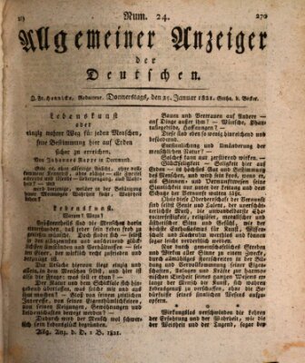 Allgemeiner Anzeiger der Deutschen Donnerstag 25. Januar 1821