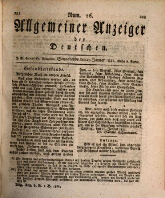 Allgemeiner Anzeiger der Deutschen Samstag 27. Januar 1821