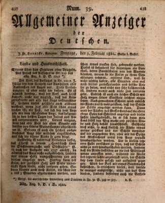 Allgemeiner Anzeiger der Deutschen Freitag 9. Februar 1821