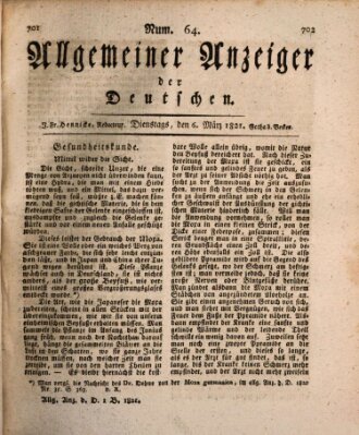 Allgemeiner Anzeiger der Deutschen Dienstag 6. März 1821