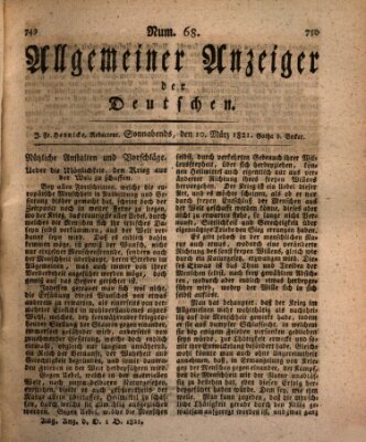 Allgemeiner Anzeiger der Deutschen Samstag 10. März 1821