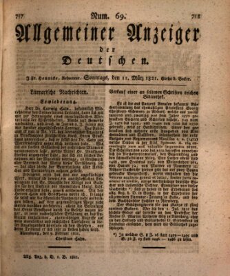 Allgemeiner Anzeiger der Deutschen Sonntag 11. März 1821