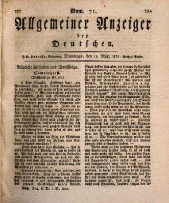 Allgemeiner Anzeiger der Deutschen Dienstag 13. März 1821