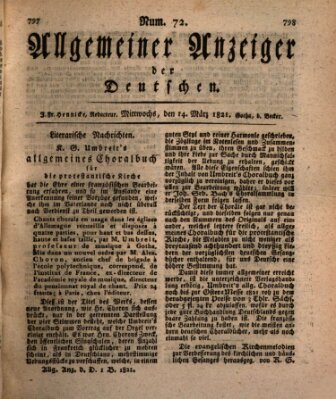 Allgemeiner Anzeiger der Deutschen Mittwoch 14. März 1821