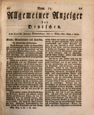 Allgemeiner Anzeiger der Deutschen Donnerstag 15. März 1821