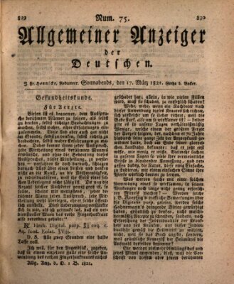 Allgemeiner Anzeiger der Deutschen Samstag 17. März 1821