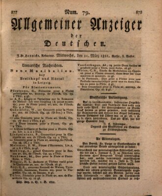 Allgemeiner Anzeiger der Deutschen Mittwoch 21. März 1821