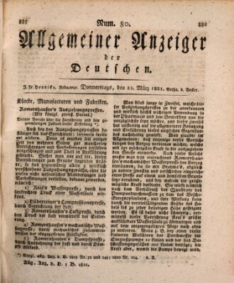 Allgemeiner Anzeiger der Deutschen Donnerstag 22. März 1821