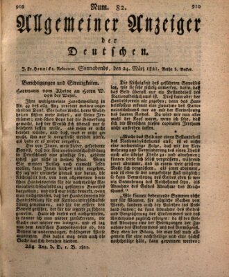 Allgemeiner Anzeiger der Deutschen Samstag 24. März 1821