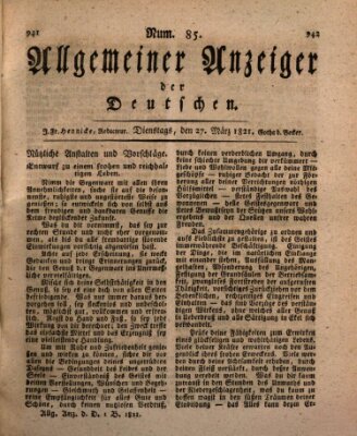 Allgemeiner Anzeiger der Deutschen Dienstag 27. März 1821