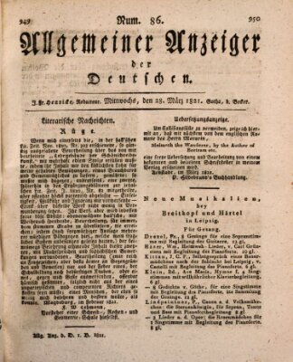 Allgemeiner Anzeiger der Deutschen Mittwoch 28. März 1821