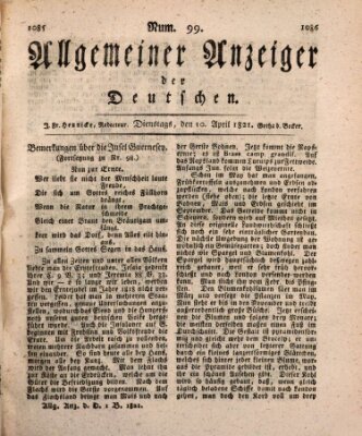 Allgemeiner Anzeiger der Deutschen Dienstag 10. April 1821