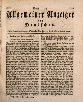 Allgemeiner Anzeiger der Deutschen Samstag 14. April 1821