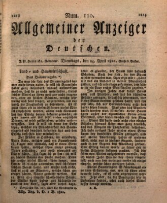 Allgemeiner Anzeiger der Deutschen Dienstag 24. April 1821