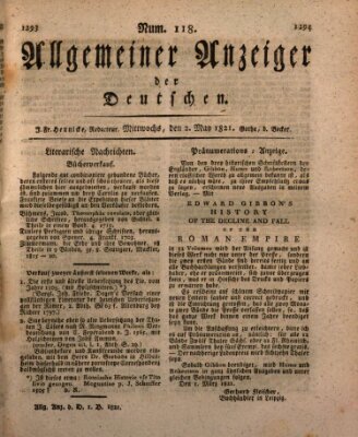 Allgemeiner Anzeiger der Deutschen Mittwoch 2. Mai 1821