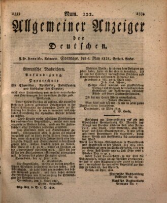 Allgemeiner Anzeiger der Deutschen Sonntag 6. Mai 1821