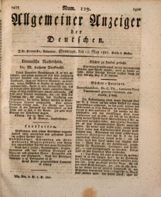 Allgemeiner Anzeiger der Deutschen Sonntag 13. Mai 1821