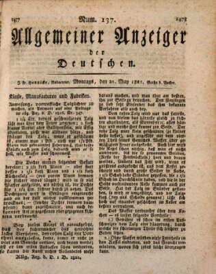 Allgemeiner Anzeiger der Deutschen Montag 21. Mai 1821