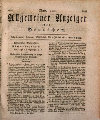 Allgemeiner Anzeiger der Deutschen Sonntag 3. Juni 1821