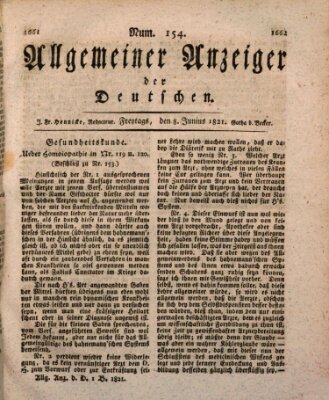 Allgemeiner Anzeiger der Deutschen Freitag 8. Juni 1821