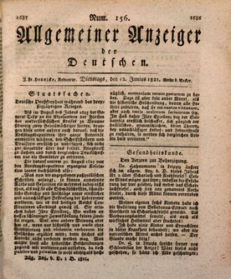 Allgemeiner Anzeiger der Deutschen Dienstag 12. Juni 1821