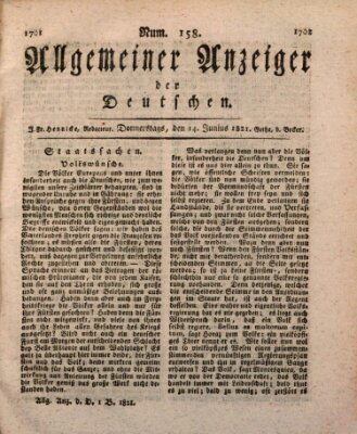 Allgemeiner Anzeiger der Deutschen Donnerstag 14. Juni 1821