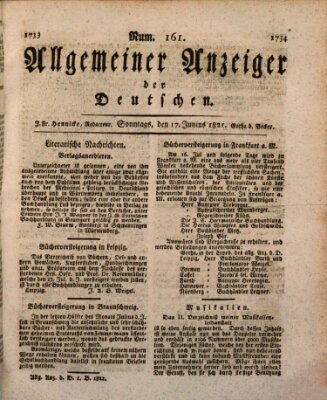 Allgemeiner Anzeiger der Deutschen Sonntag 17. Juni 1821