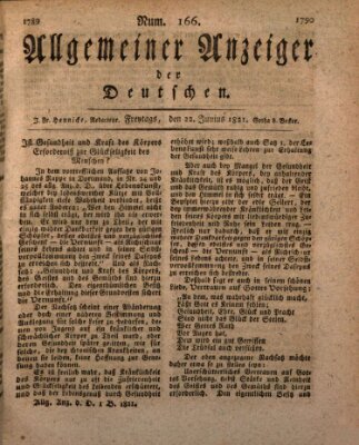 Allgemeiner Anzeiger der Deutschen Freitag 22. Juni 1821