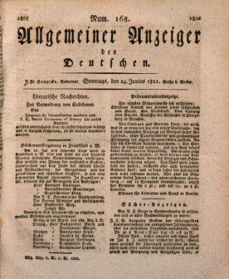 Allgemeiner Anzeiger der Deutschen Sonntag 24. Juni 1821