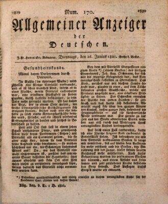 Allgemeiner Anzeiger der Deutschen Dienstag 26. Juni 1821