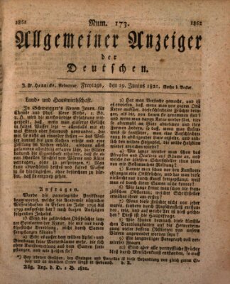 Allgemeiner Anzeiger der Deutschen Freitag 29. Juni 1821