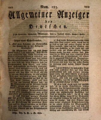 Allgemeiner Anzeiger der Deutschen Montag 9. Juli 1821