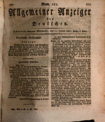 Allgemeiner Anzeiger der Deutschen Mittwoch 11. Juli 1821