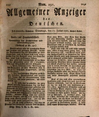 Allgemeiner Anzeiger der Deutschen Dienstag 17. Juli 1821