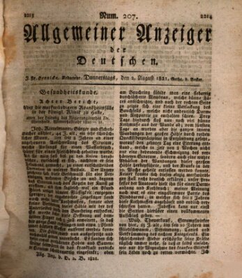 Allgemeiner Anzeiger der Deutschen Donnerstag 2. August 1821