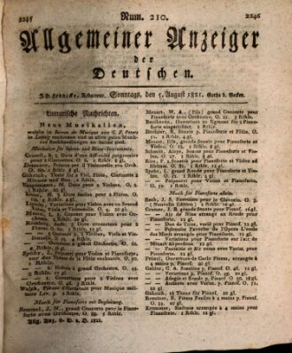 Allgemeiner Anzeiger der Deutschen Sonntag 5. August 1821