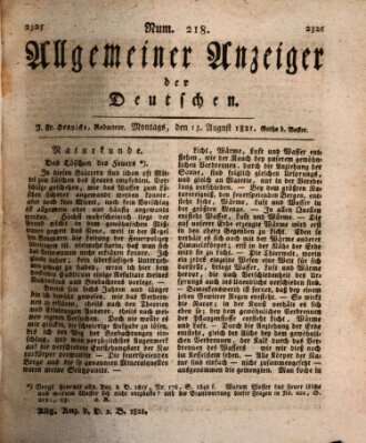 Allgemeiner Anzeiger der Deutschen Montag 13. August 1821