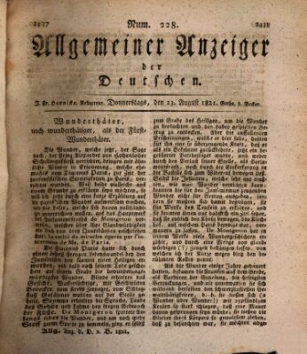 Allgemeiner Anzeiger der Deutschen Donnerstag 23. August 1821