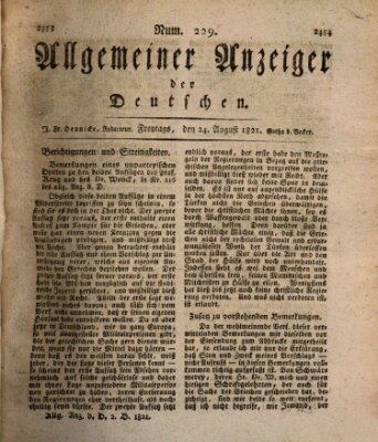 Allgemeiner Anzeiger der Deutschen Freitag 24. August 1821