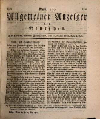 Allgemeiner Anzeiger der Deutschen Samstag 25. August 1821